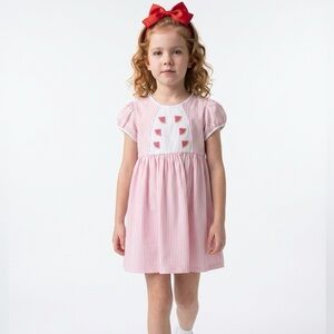 DONDOLO 2T Dress Pink White Striped Summer Watermelons Easter Toddler Girl’s